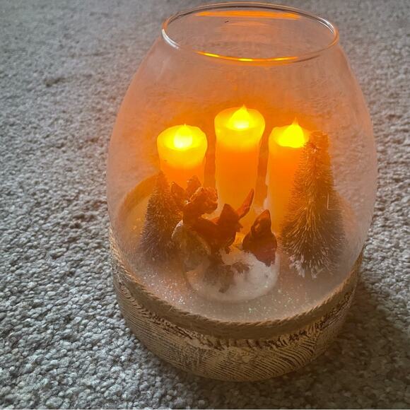 Christmas Globe decoration with Red Cardinal and battery-operated candles - Picture 3 of 7